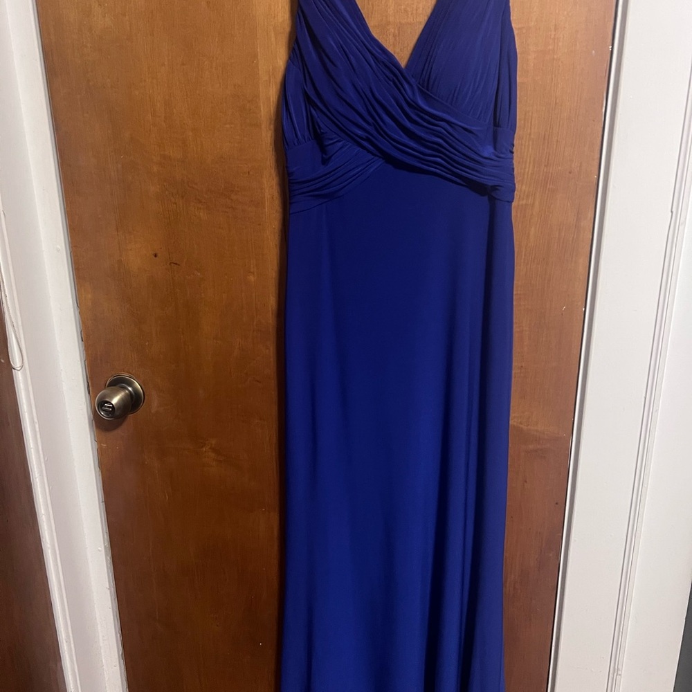 Ignite Evening Elegant Royal Blue V-Neck Black tie or prom Dress